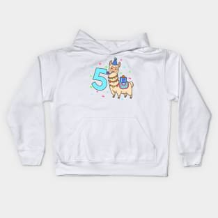 I am 5 with Lama - kids birthday 5 years old Kids Hoodie